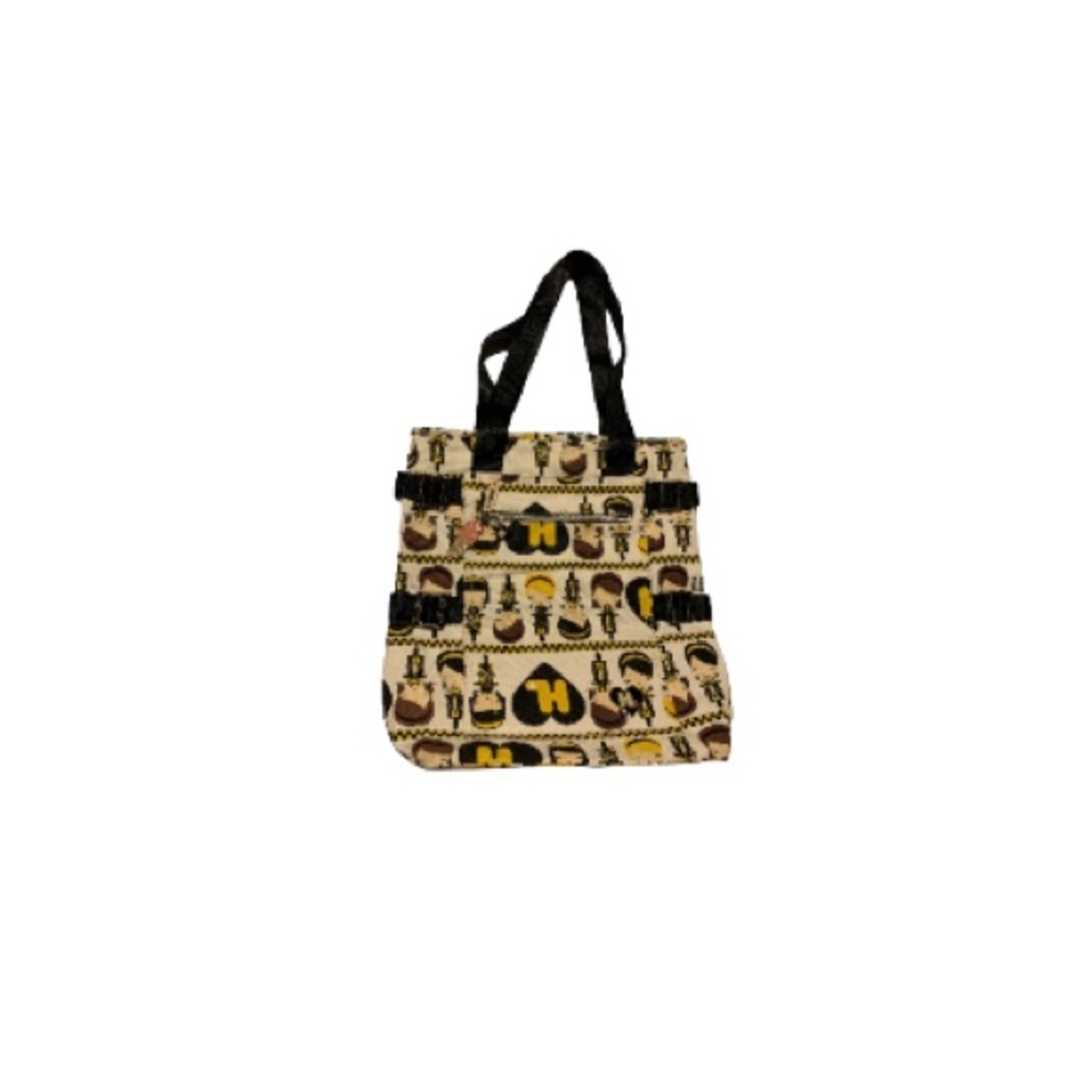 Harajuku Lovers Large Cream, Black, and Yellow Canvas Shoulder Bag